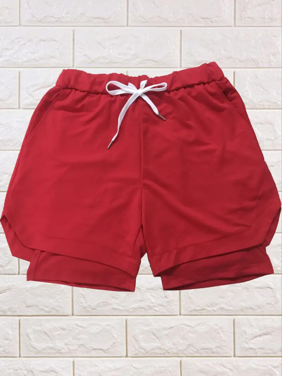 Solid 2 In 1 Shorts For Riding Sports Outdoor Fitness - Large Size - Image 2